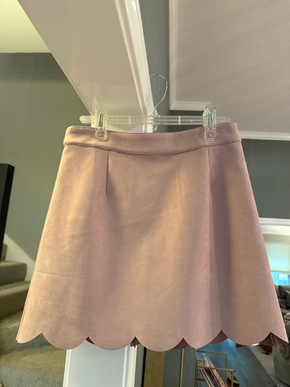 eesome Scallop-Hem A-Line Mini Skirt in Dusty Mauve